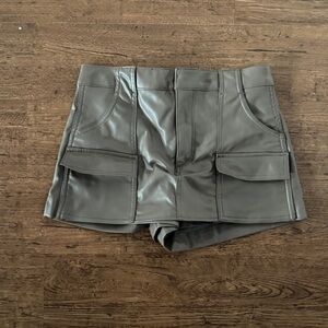Zara Faux Leather Gray Women's Shorts